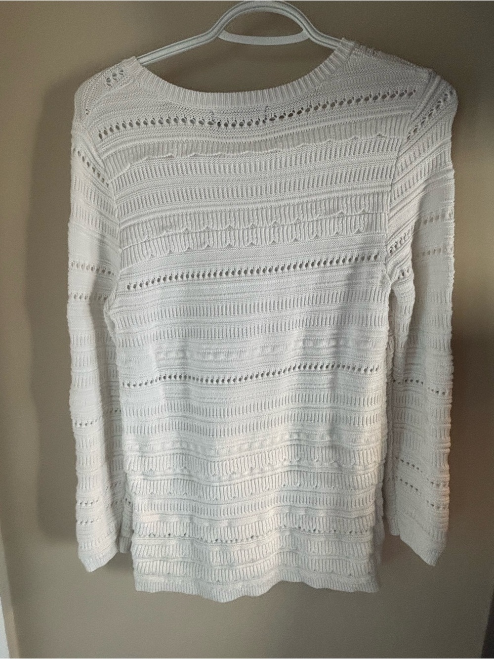 Banana Republic White Textured Open-Knit Sweater | S/P